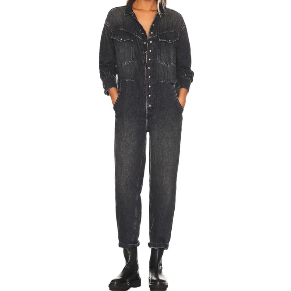 Free People/We the Free townes black coverall denim jumpsuit
